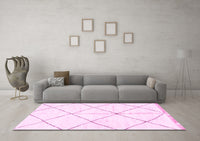 Machine Washable Solid Pink Modern Rug, wshabs2925pnk