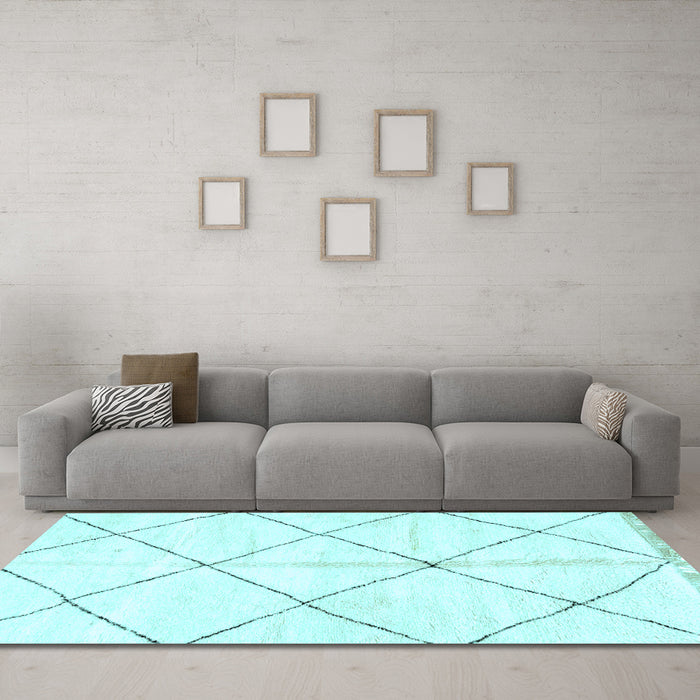 Machine Washable Solid Light Blue Modern Rug in a Living Room, wshabs2925lblu