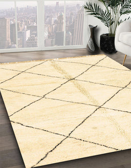 Machine Washable Abstract Brown Gold Rug in a Family Room, wshabs2925