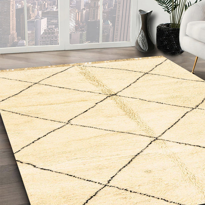 Machine Washable Abstract Brown Gold Rug in a Family Room, wshabs2925