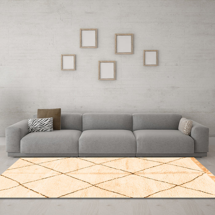 Machine Washable Solid Orange Modern Area Rugs in a Living Room, wshabs2925org