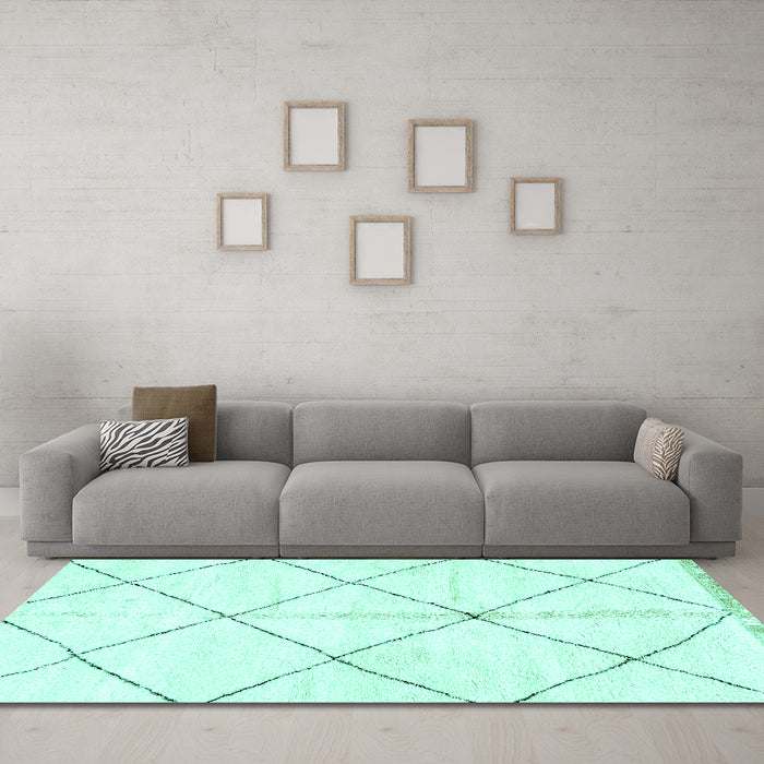 Machine Washable Solid Turquoise Modern Area Rugs in a Living Room,, wshabs2925turq