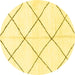 Round Machine Washable Solid Yellow Modern Rug, wshabs2926yw