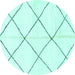 Round Machine Washable Solid Turquoise Modern Area Rugs, wshabs2926turq