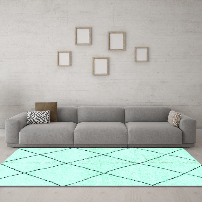 Machine Washable Solid Turquoise Modern Area Rugs in a Living Room,, wshabs2926turq