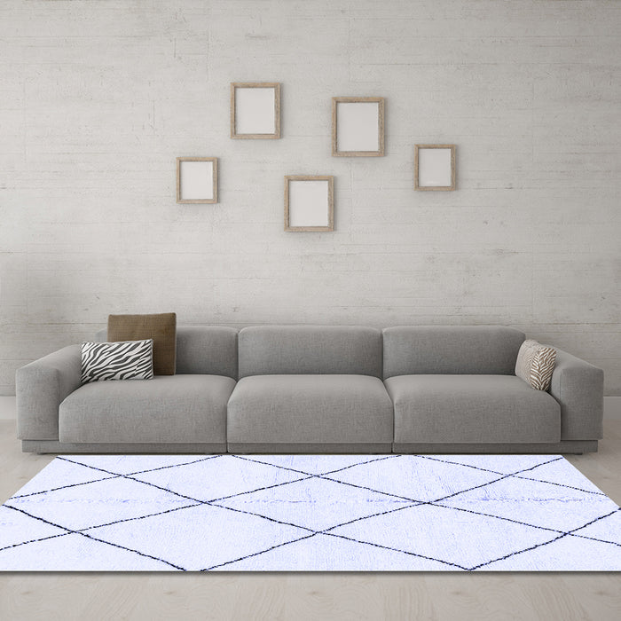 Machine Washable Solid Blue Modern Rug in a Living Room, wshabs2926blu