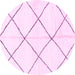 Round Machine Washable Solid Pink Modern Rug, wshabs2926pnk