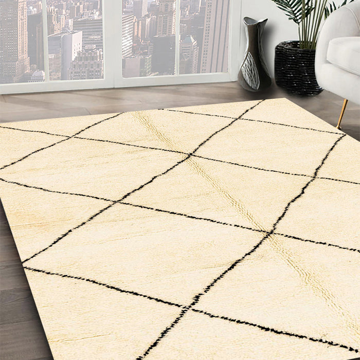 Abstract Khaki Gold Solid Rug in Family Room, abs2926