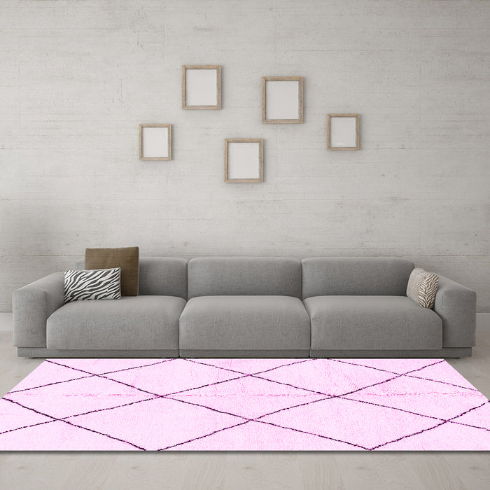 Machine Washable Solid Pink Modern Rug in a Living Room, wshabs2926pnk