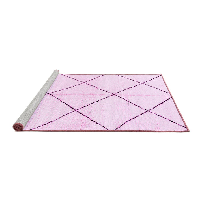 Sideview of Machine Washable Solid Pink Modern Rug, wshabs2926pnk