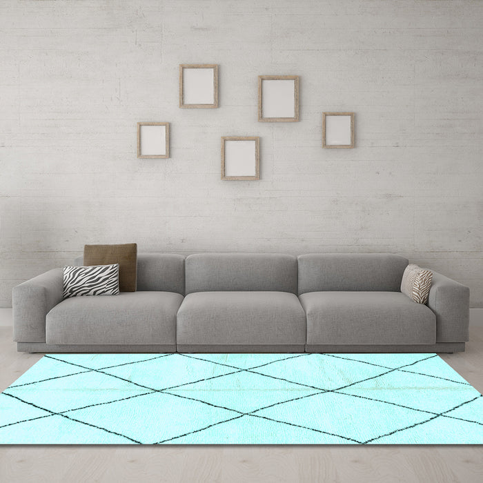 Machine Washable Solid Light Blue Modern Rug in a Living Room, wshabs2926lblu