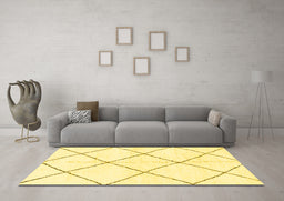 Machine Washable Solid Yellow Modern Rug in a Living Room, wshabs2926yw