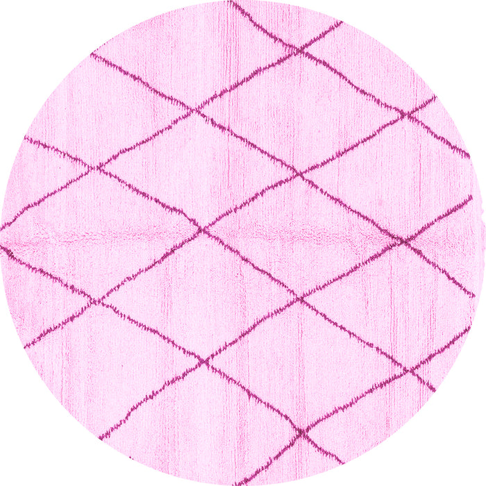 Round Machine Washable Solid Pink Modern Rug, wshabs2927pnk