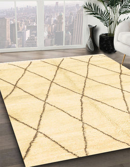Abstract Yellow Solid Rug in Family Room, abs2927