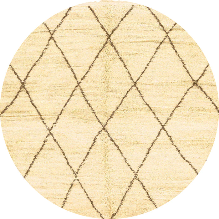 Round Abstract Yellow Solid Rug, abs2927