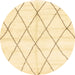 Round Abstract Yellow Solid Rug, abs2927