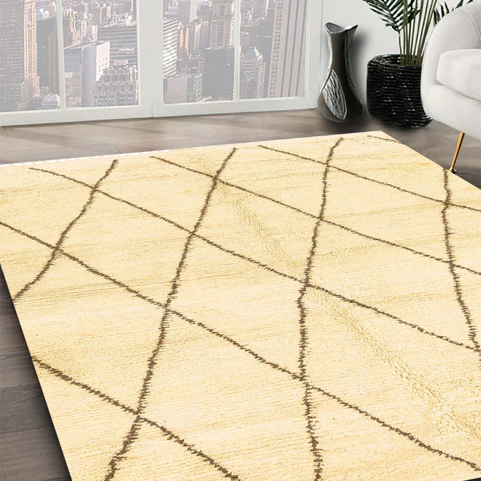 Abstract Yellow Solid Rug in Family Room, abs2927