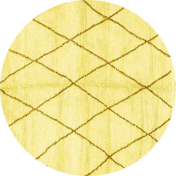 Round Machine Washable Solid Yellow Modern Rug, wshabs2927yw