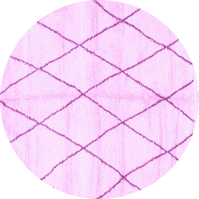 Round Machine Washable Solid Purple Modern Area Rugs, wshabs2927pur