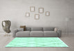 Machine Washable Solid Turquoise Modern Area Rugs in a Living Room,, wshabs2927turq