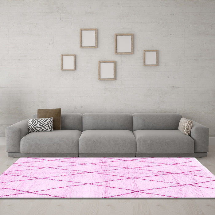 Machine Washable Solid Pink Modern Rug in a Living Room, wshabs2927pnk