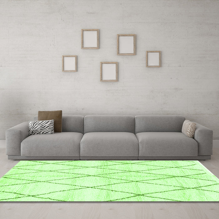 Machine Washable Solid Green Modern Area Rugs in a Living Room,, wshabs2927grn