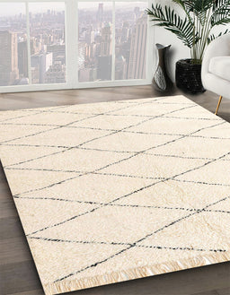 Abstract Blanched Almond Beige Solid Rug in Family Room, abs2928