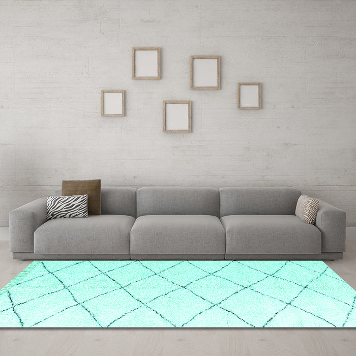 Machine Washable Solid Turquoise Modern Area Rugs in a Living Room,, wshabs2928turq