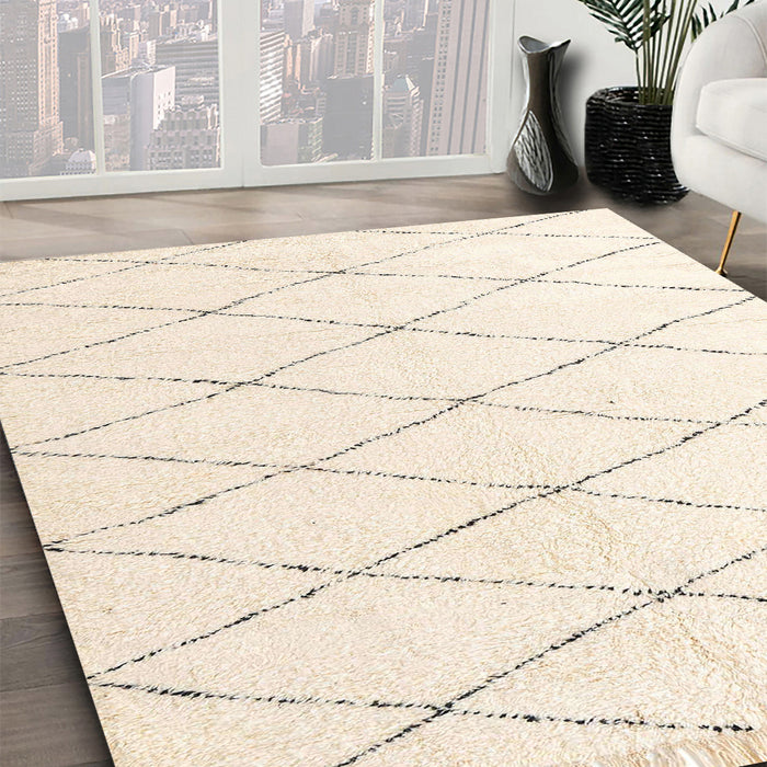 Machine Washable Abstract Blanched Almond Beige Rug in a Family Room, wshabs2928