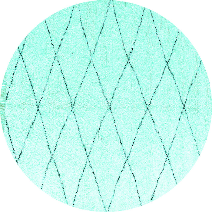 Round Machine Washable Solid Turquoise Modern Area Rugs, wshabs2928turq