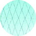 Round Machine Washable Solid Turquoise Modern Area Rugs, wshabs2928turq