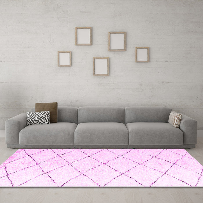 Machine Washable Solid Pink Modern Rug in a Living Room, wshabs2928pnk