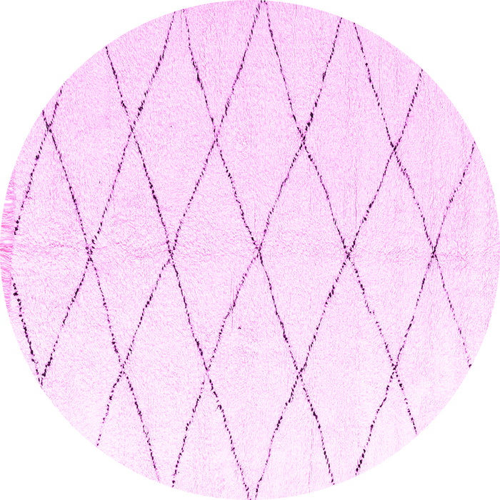 Round Machine Washable Solid Pink Modern Rug, wshabs2928pnk