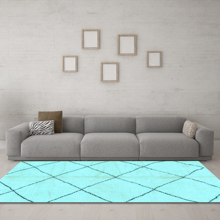 Machine Washable Solid Light Blue Modern Rug in a Living Room, wshabs2929lblu