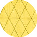 Round Solid Yellow Modern Rug, abs2929yw