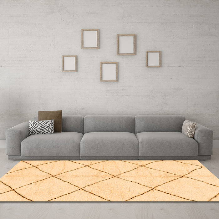 Machine Washable Solid Orange Modern Area Rugs in a Living Room, wshabs2929org
