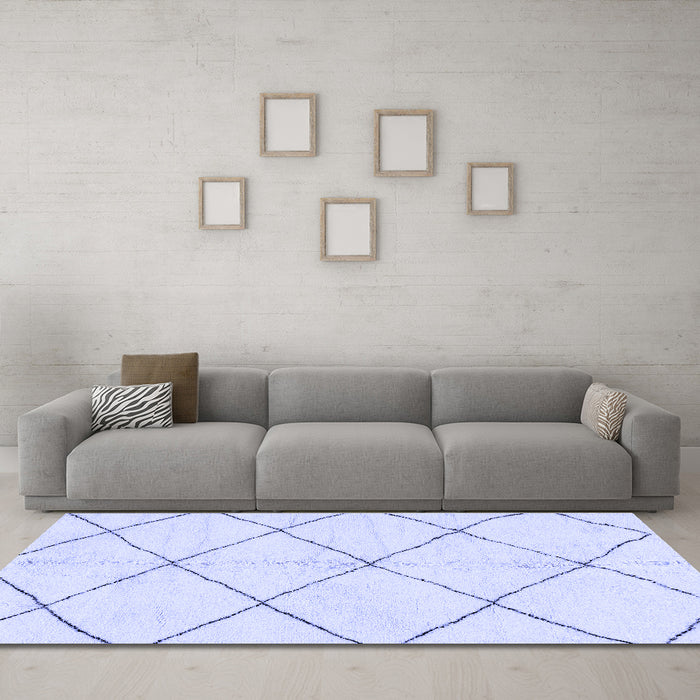 Machine Washable Solid Blue Modern Rug in a Living Room, wshabs2929blu