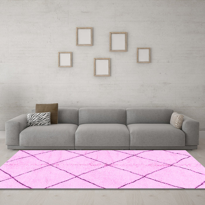 Machine Washable Solid Pink Modern Rug in a Living Room, wshabs2929pnk