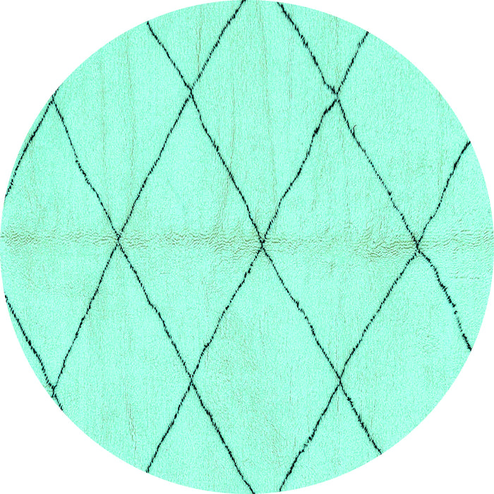 Round Machine Washable Solid Turquoise Modern Area Rugs, wshabs2929turq