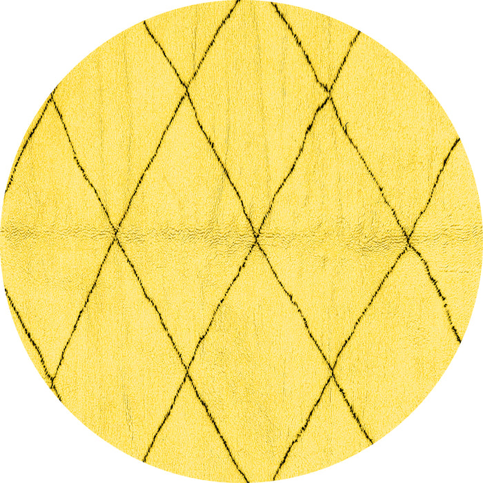 Round Machine Washable Solid Yellow Modern Rug, wshabs2929yw