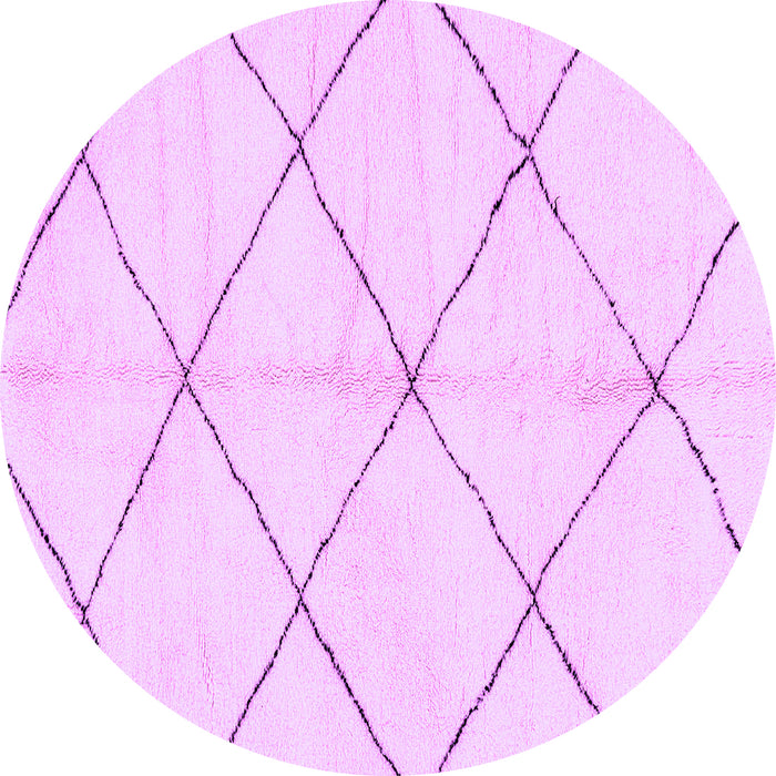 Round Machine Washable Solid Purple Modern Area Rugs, wshabs2929pur
