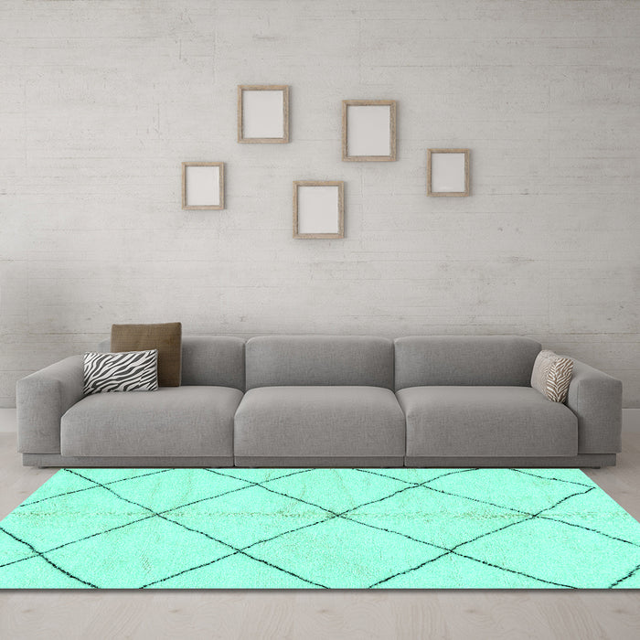 Machine Washable Solid Turquoise Modern Area Rugs in a Living Room,, wshabs2929turq