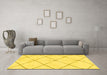 Machine Washable Solid Yellow Modern Rug in a Living Room, wshabs2929yw