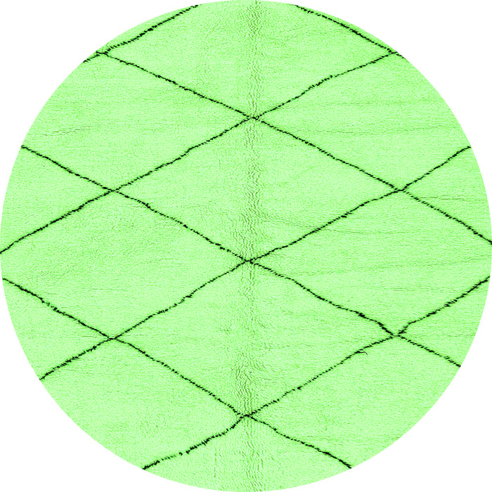 Round Machine Washable Solid Green Modern Area Rugs, wshabs2929grn