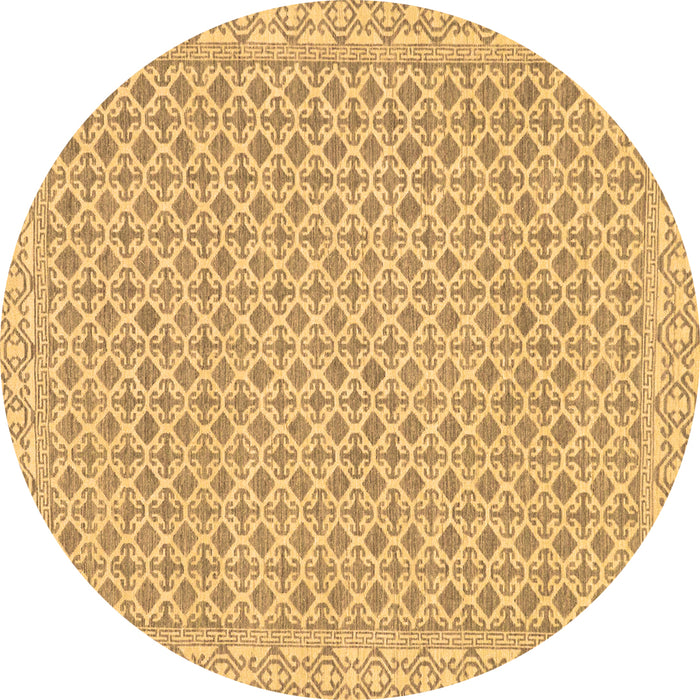 Round Machine Washable Oriental Brown Modern Rug, wshabs292brn