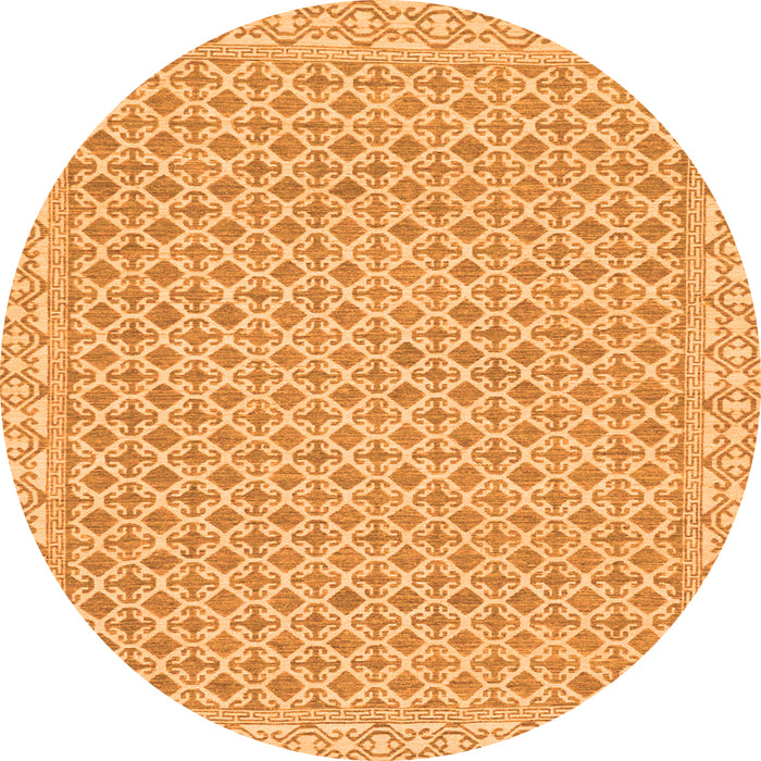 Round Machine Washable Oriental Orange Modern Area Rugs, wshabs292org