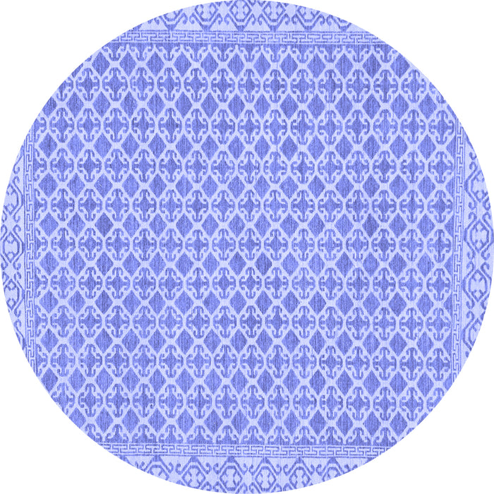 Round Machine Washable Oriental Blue Modern Rug, wshabs292blu