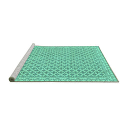 Sideview of Machine Washable Oriental Turquoise Modern Area Rugs, wshabs292turq