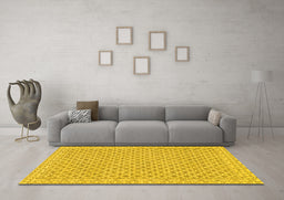 Machine Washable Oriental Yellow Modern Rug in a Living Room, wshabs292yw