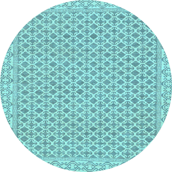 Round Oriental Light Blue Modern Rug, abs292lblu